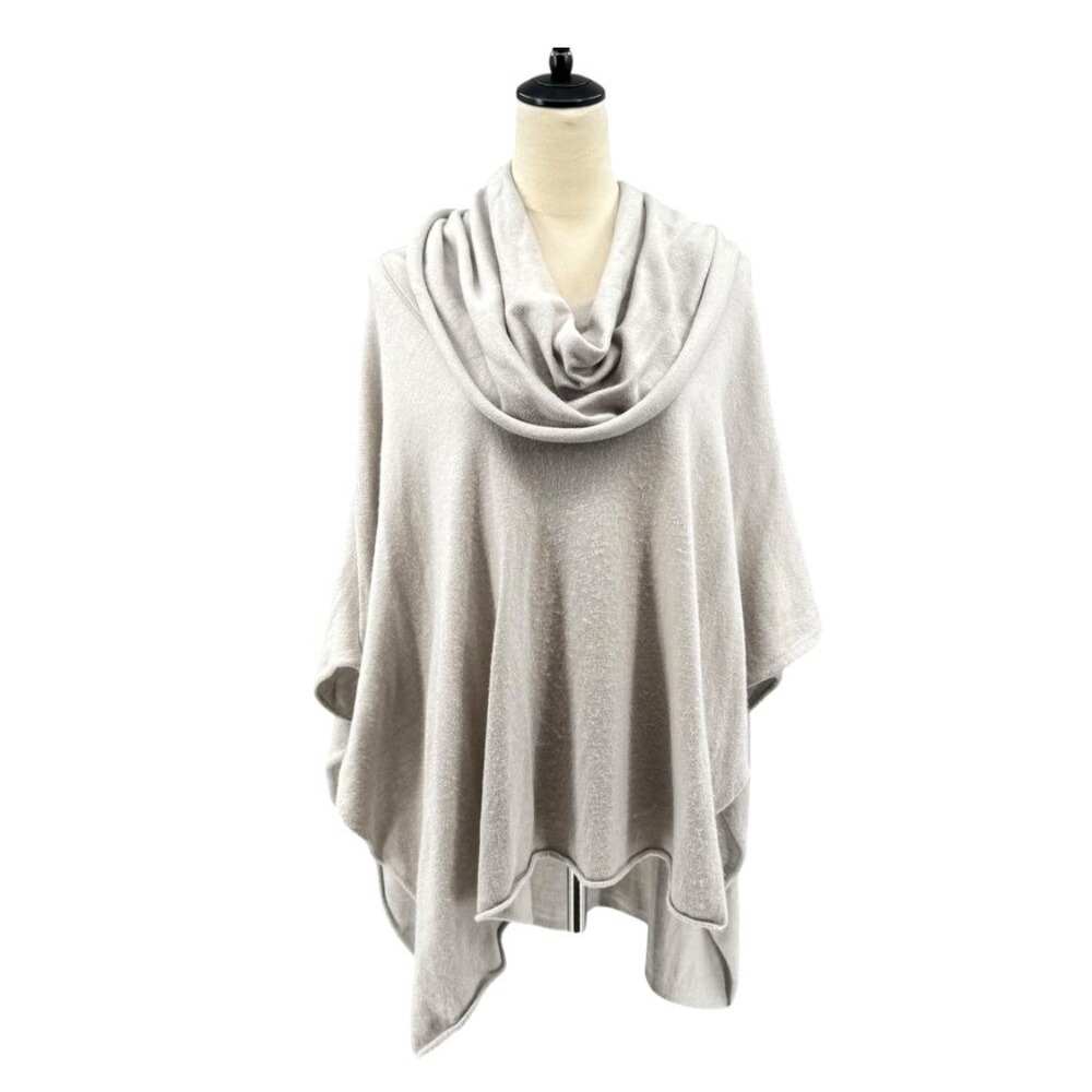 LOVESTITCH Poncho Top Light Gray Angora Wool Blend Cowl Neck Oversized Minimal
